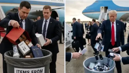 Trump Buang Barang Pemberian China Sebelum Masuk Air Force One, Delegasi AS Buang Semua Pemberian dari China, Ada Pin Hingga HP