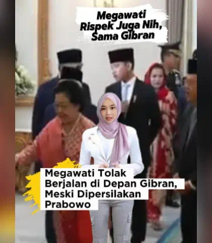 Meski Dipersilakan Prabowo - Megawati Tolak Berjalan di Depan Gibran Meski Dipersilakan Prabowo