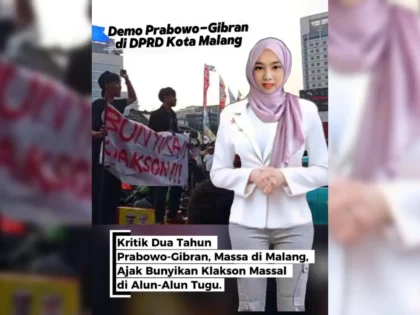 Demo Dua Tahun Prabowo-Gibran Massa di Malang, Ajak Bunyikan Klakson Massal di Alun-Alun Tugu