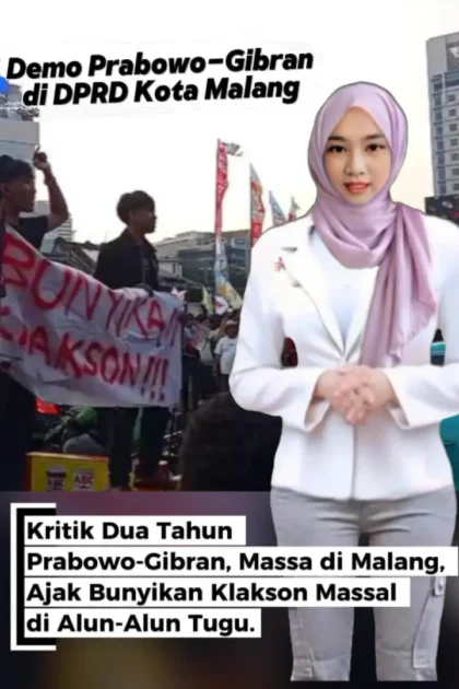 Demo Dua Tahun Prabowo-Gibran Massa di Malang, Ajak Bunyikan Klakson Massal di Alun-Alun Tugu